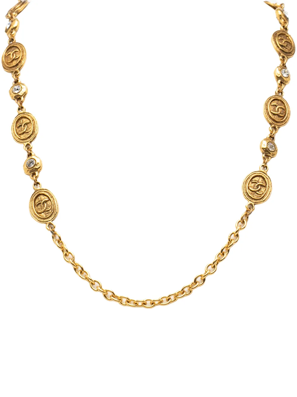 CHANEL Pre-Owned 1980-1990 Gold Plated CC Medallion Chain Necklace costume necklace - Oro