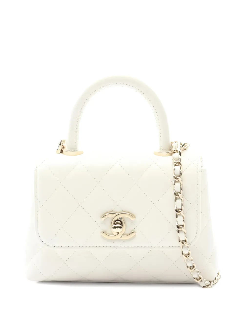 CHANEL Pre-Owned 2021s mini coco matelassé tote bag - Bianco