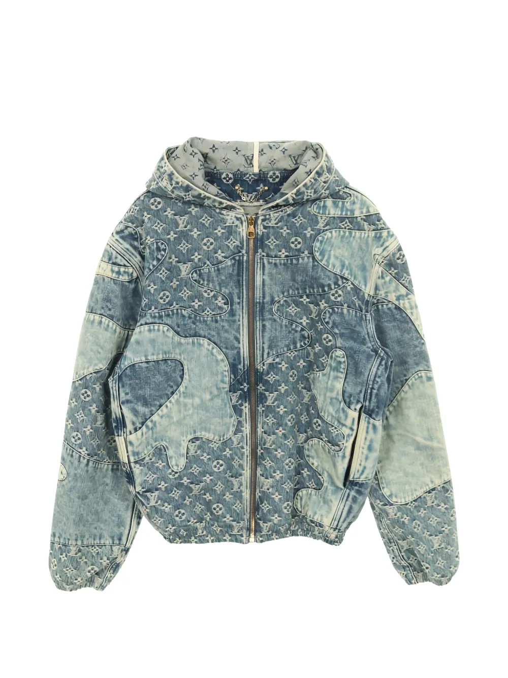 Louis Vuitton Pre-Owned x Nigo 2010s patchwork hooded denim jacket - Blu