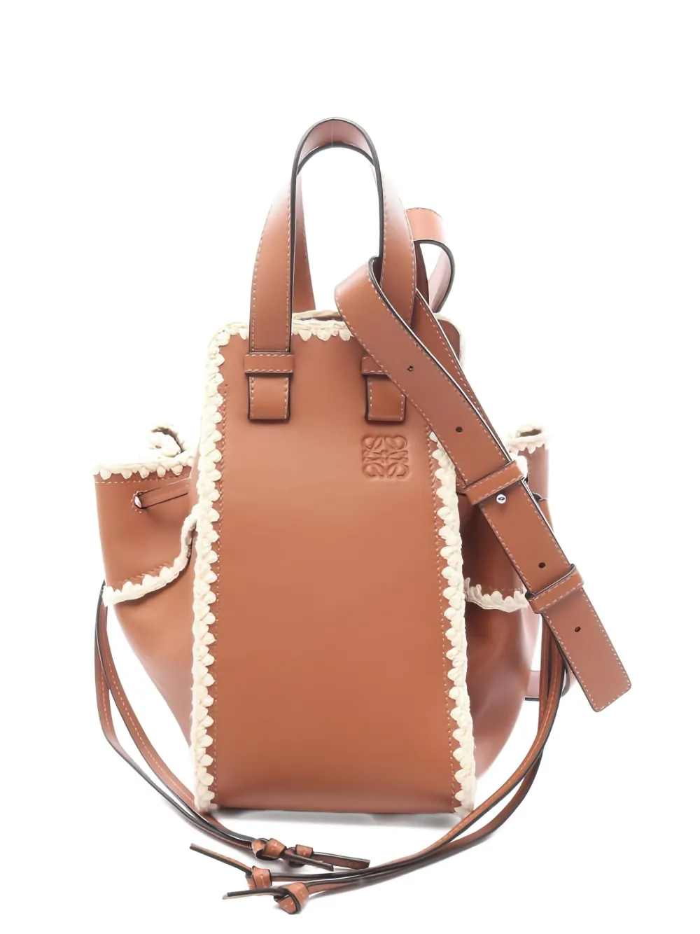 Loewe Pre-Owned 2010s small Hammock crochet leather bucket bag - Marrone