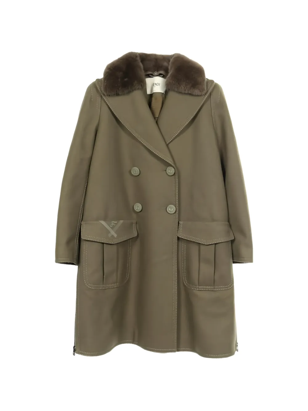 Fendi Pre-Owned 2010s contrast-stitching coat - Verde