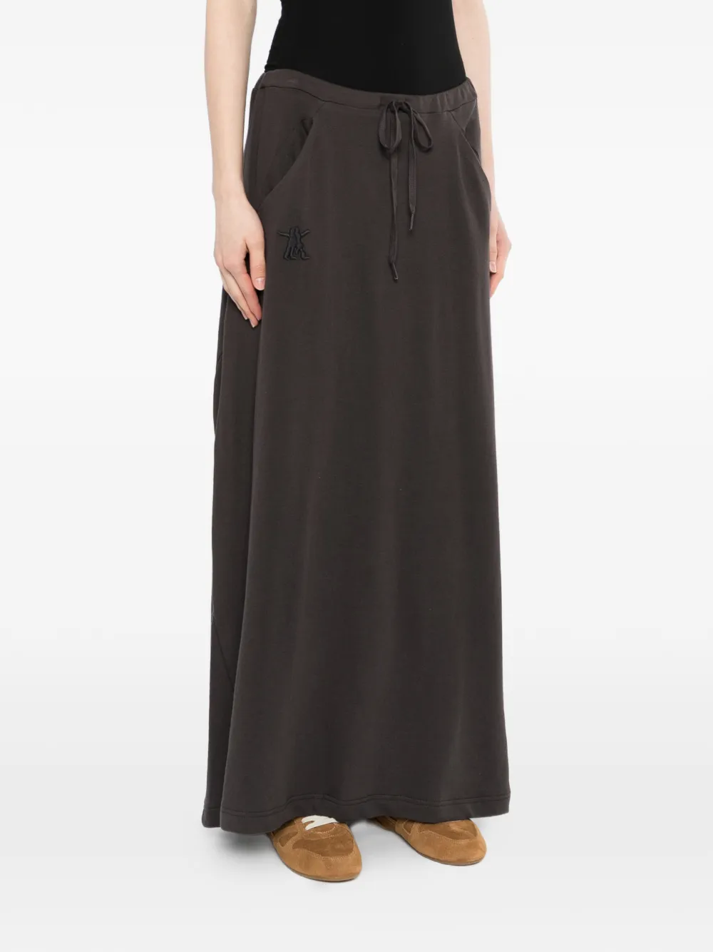  Open Yy Slant Maxi Skirt - Grey 