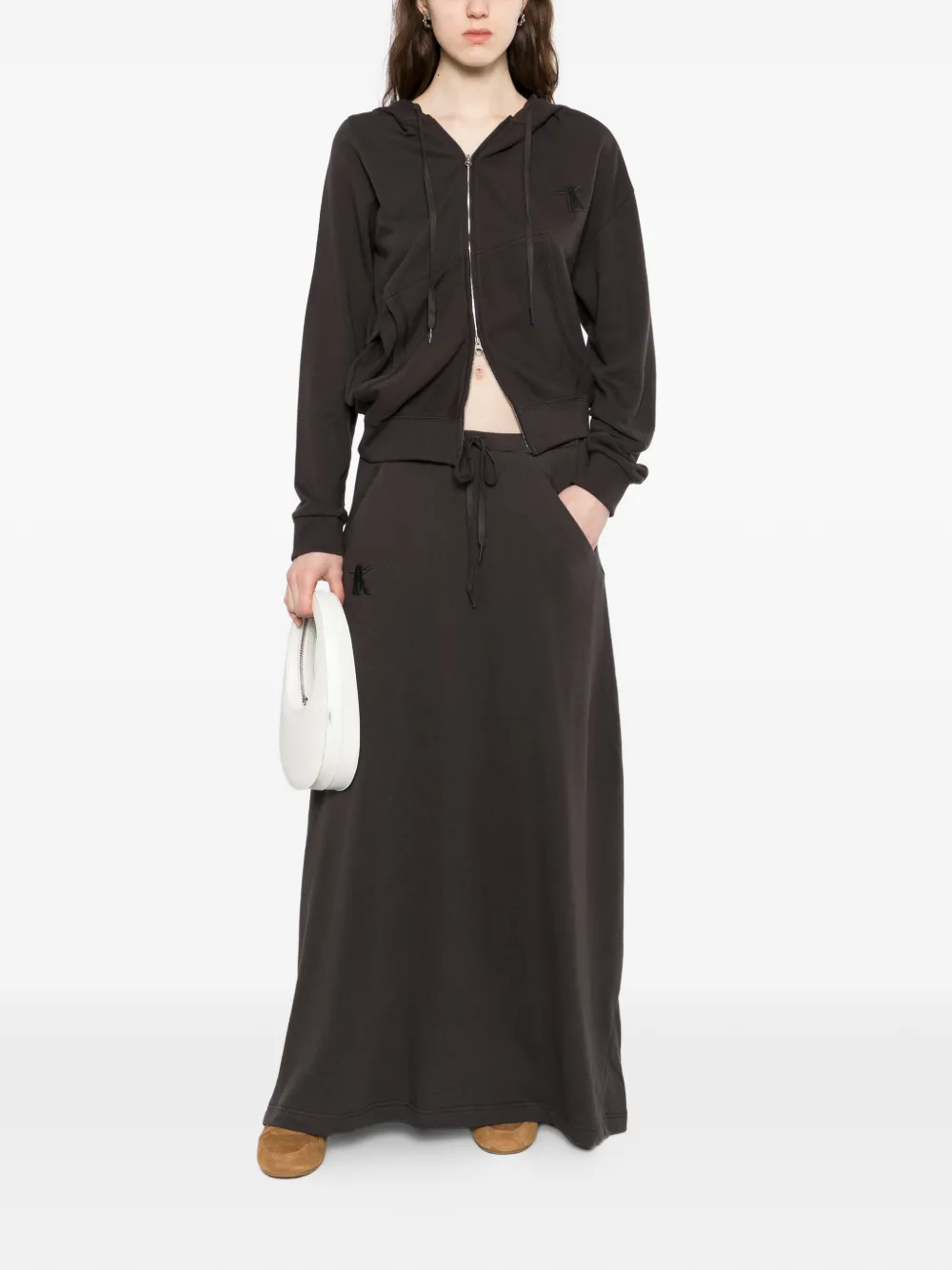  Open Yy Slant Maxi Skirt - Grey 