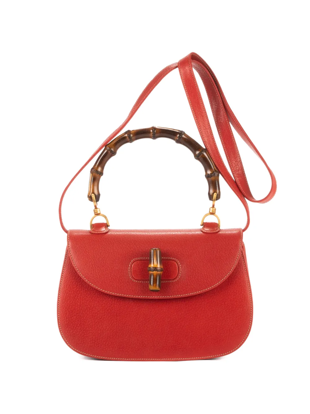 Gucci Pre-Owned camboo-handle shoulder bag - Rosso