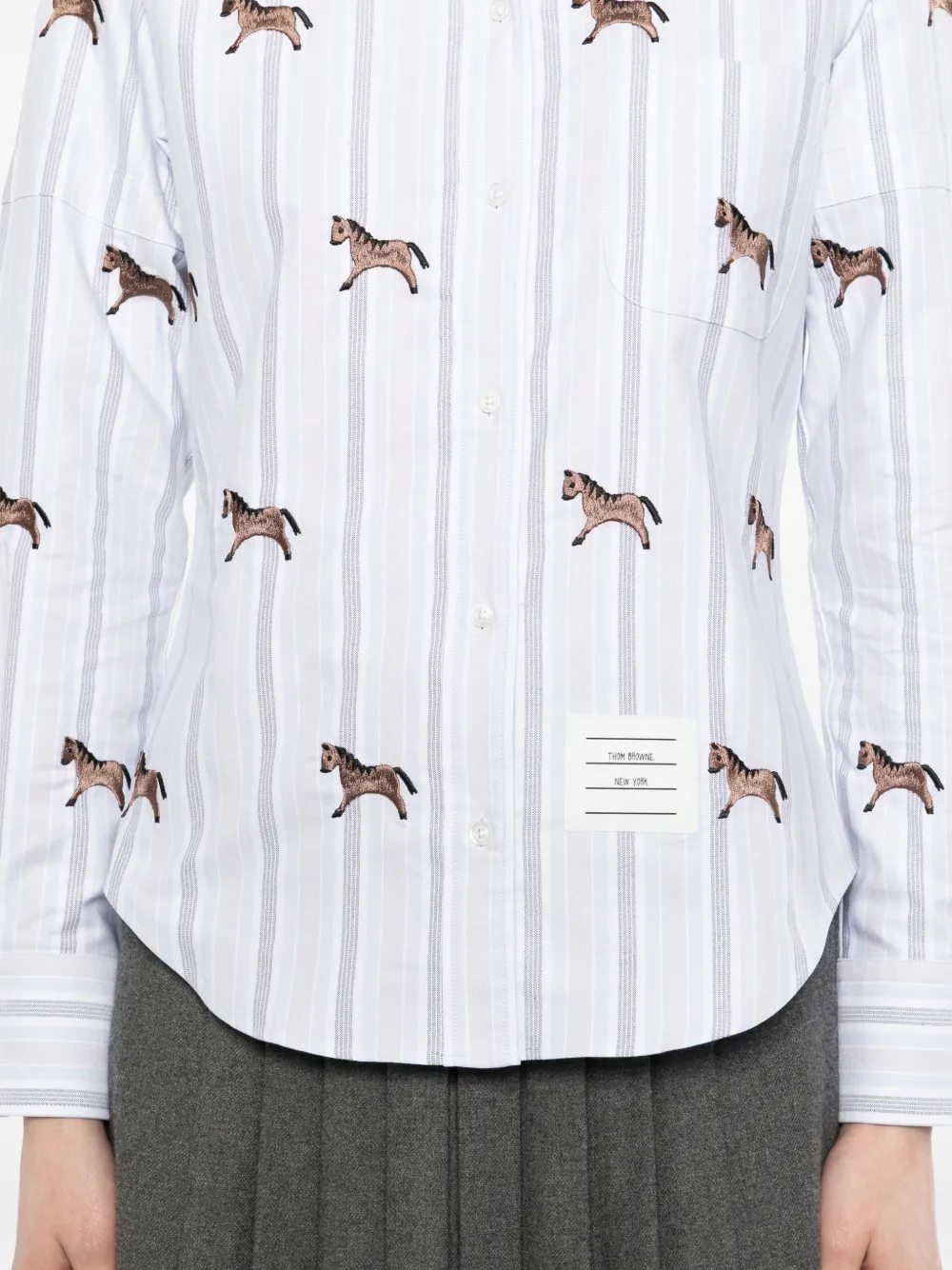 Thom Browne Shirt met geborduurd paard Blauw