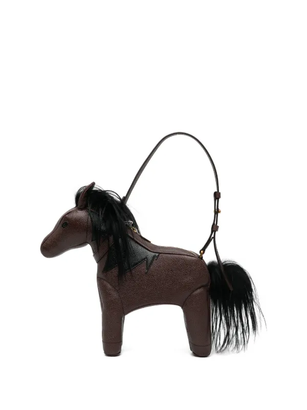 Thom Browne Baby Horse Bag in Pebble Grain Leather in Brown