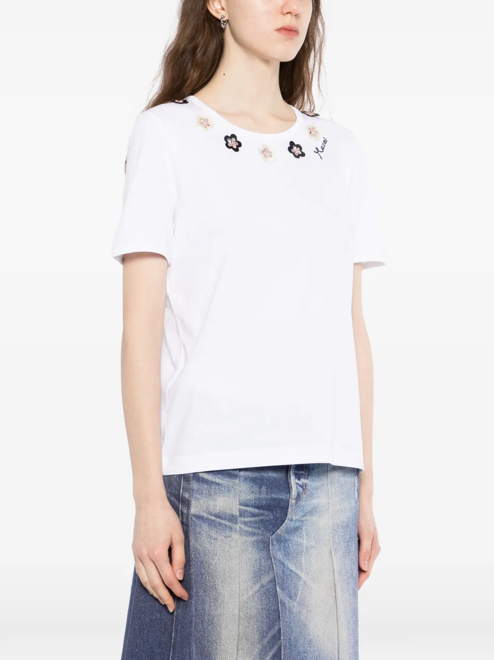 Marni T-shirt verfraaid met bloemen Wit