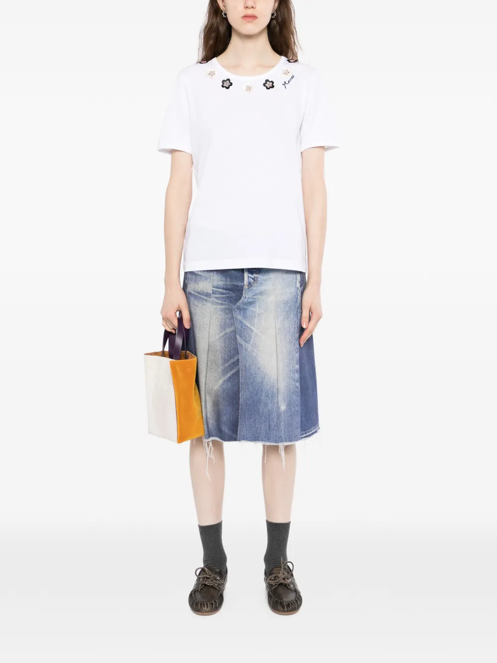Marni T-shirt verfraaid met bloemen Wit