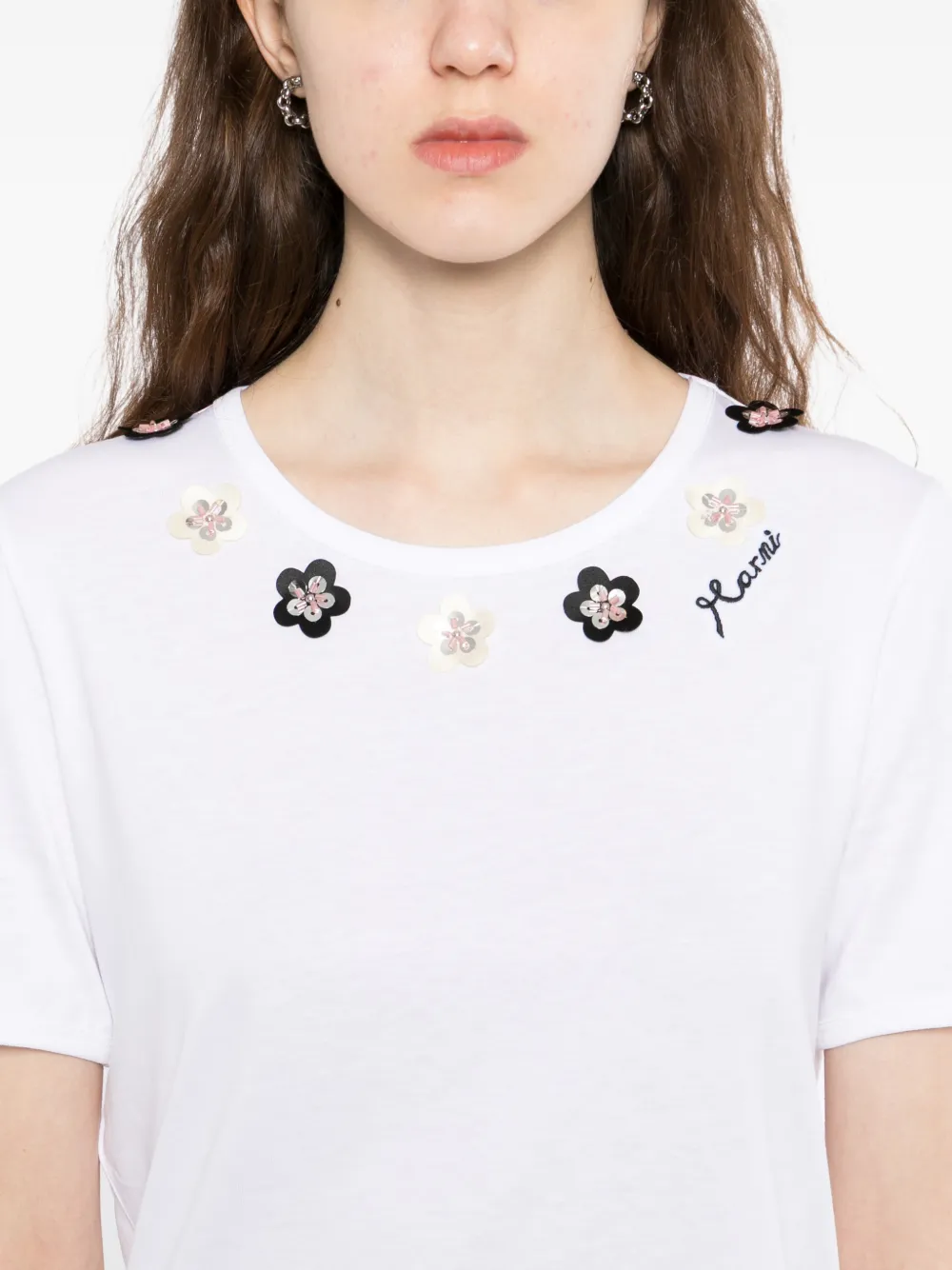 Marni T-shirt verfraaid met bloemen Wit