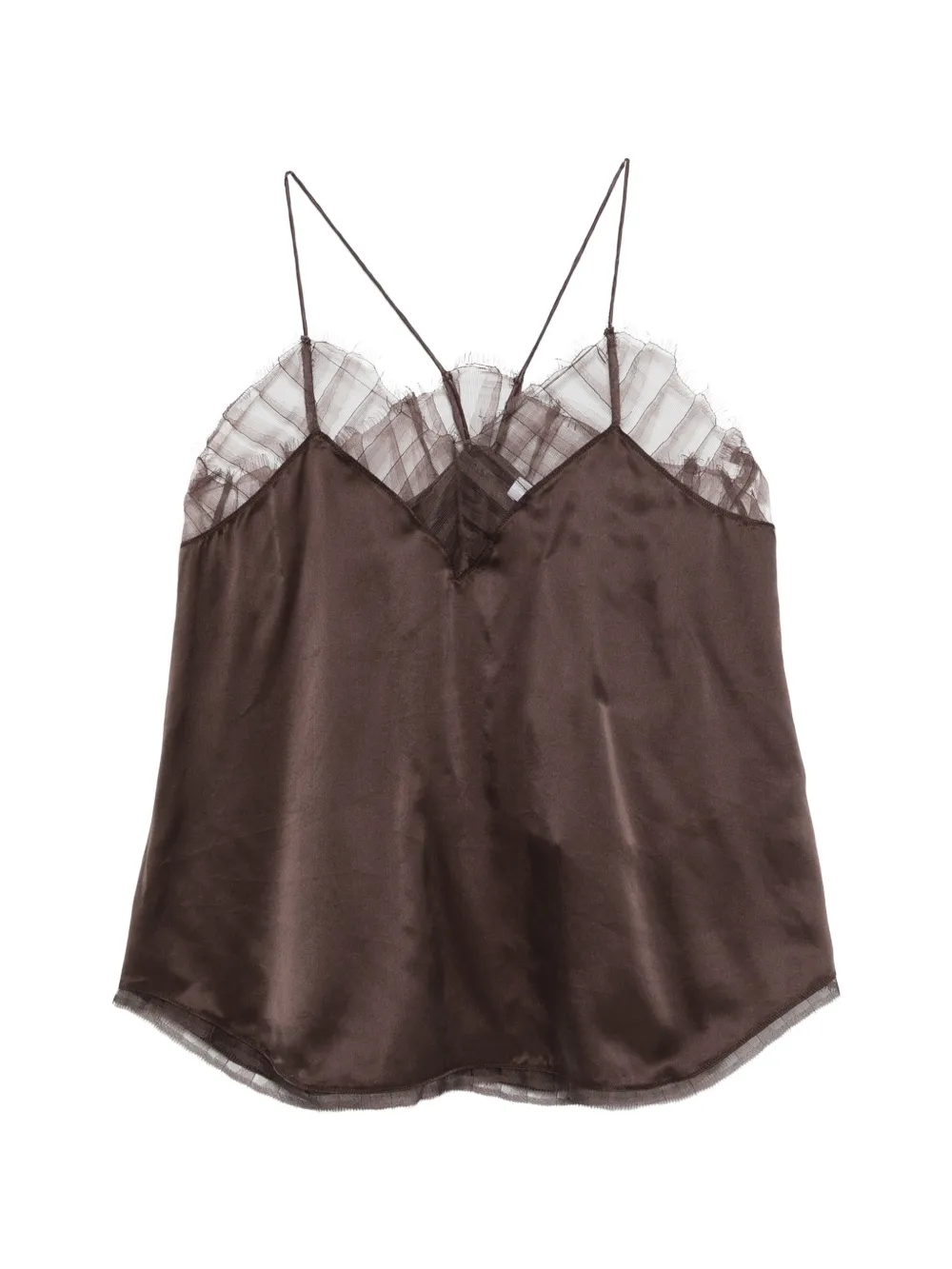 IRO Berwyn lace trim spaghetti-strap blouse - Marrone