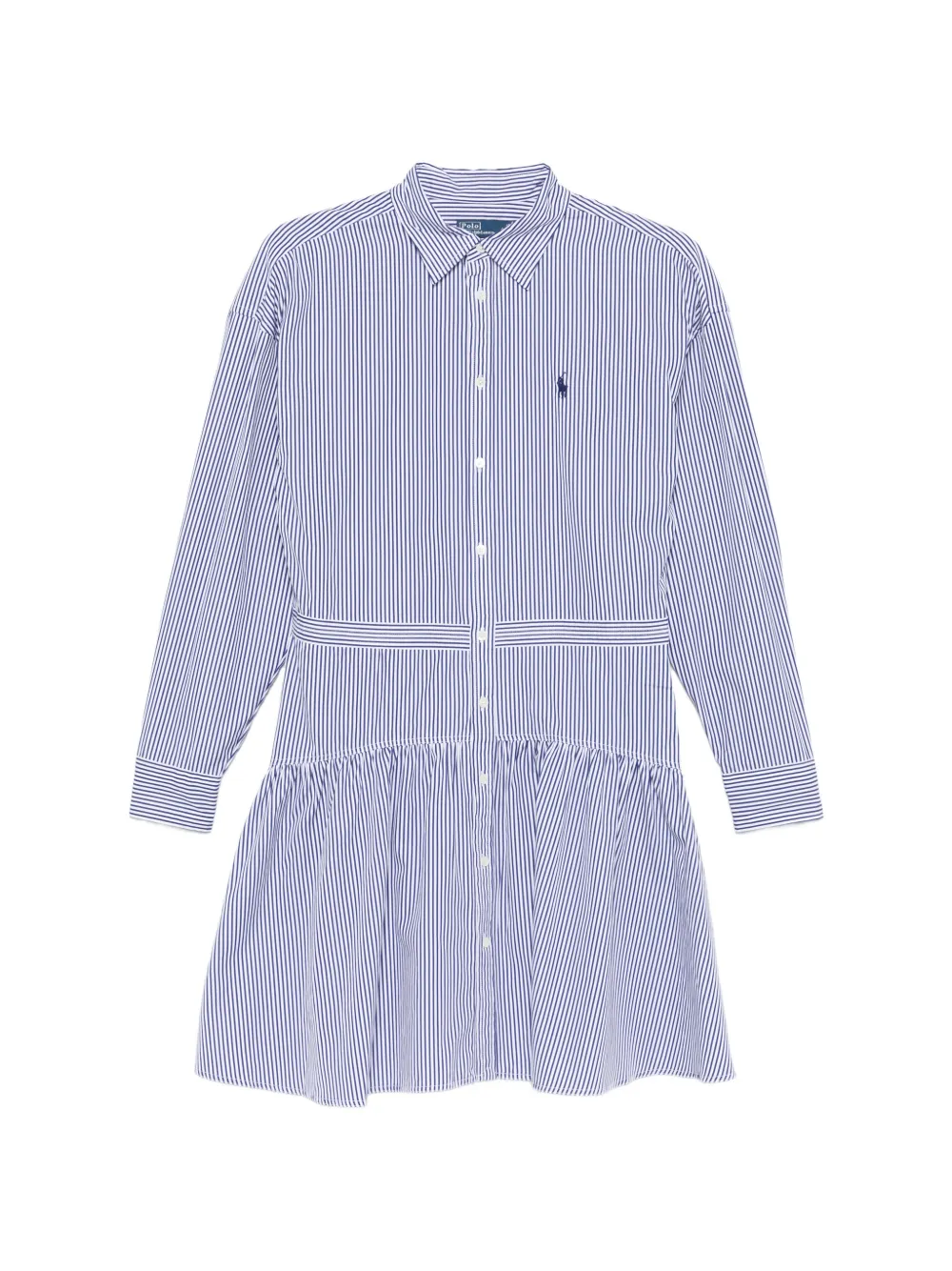 Polo Ralph Lauren striped ruffle midi shirt dress - Blu