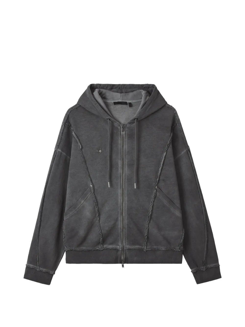 FIVE CM frayed zip hoodie - Grigio