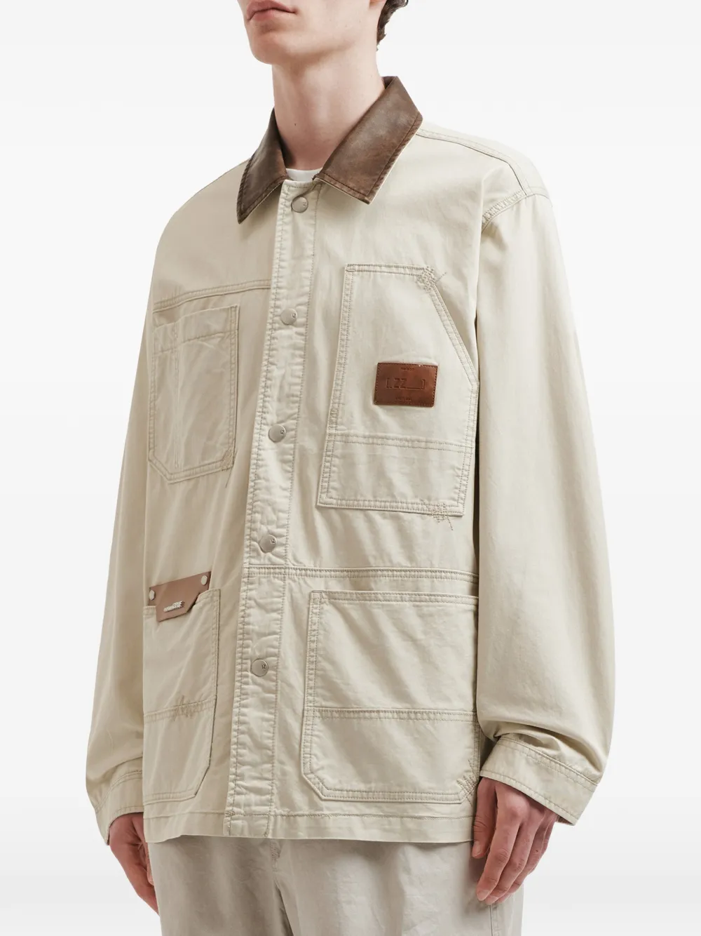  Izzue Logo-patch Shirt Jacket - Neutrals 
