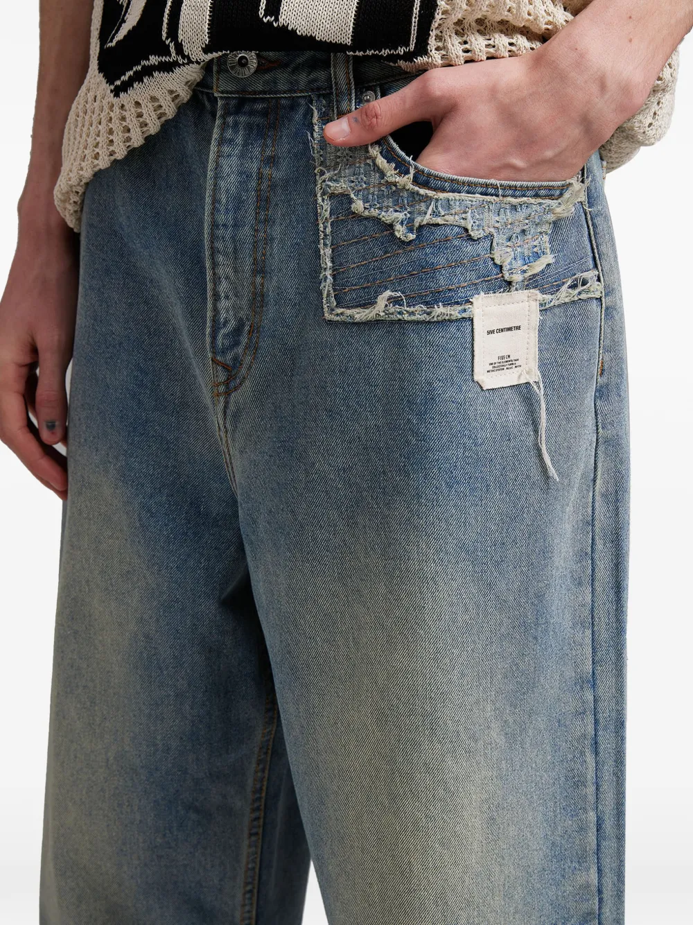 FIVE CM Gerafelde jeans Blauw