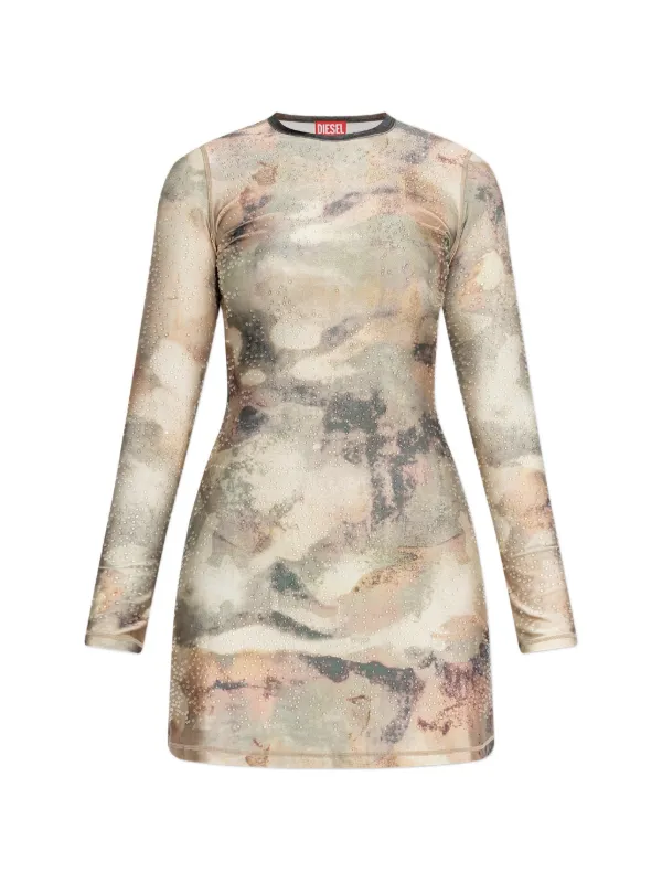 Diesel D-uplo Long-sleeve Mini Dress - Neutrals
