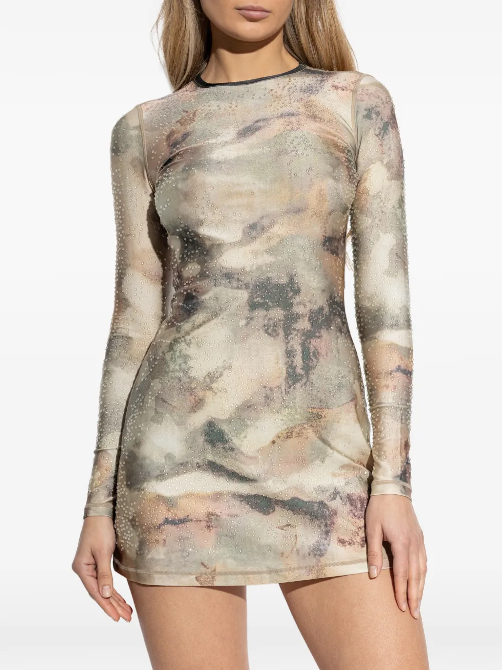 Diesel D-Uplo mini-jurk met lange mouwen Beige