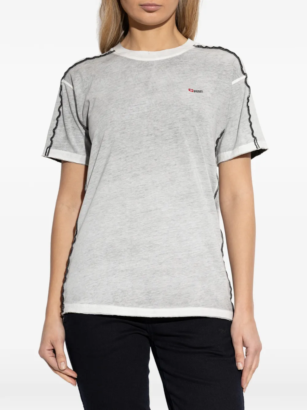 Diesel T-IMY T-shirt met geborduurd logo Grijs