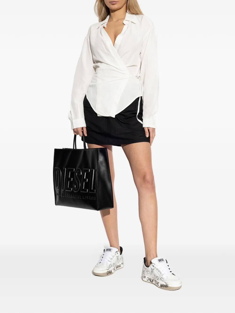 Diesel O-Cean-S2 mini-rok met trekkoord Zwart