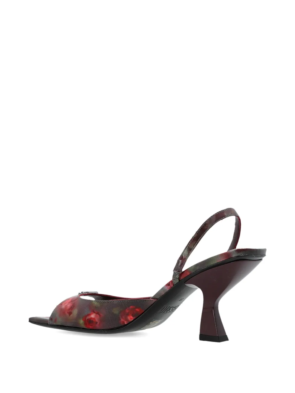 Diesel D-Amber floral-print slingback heeled sandals Rood