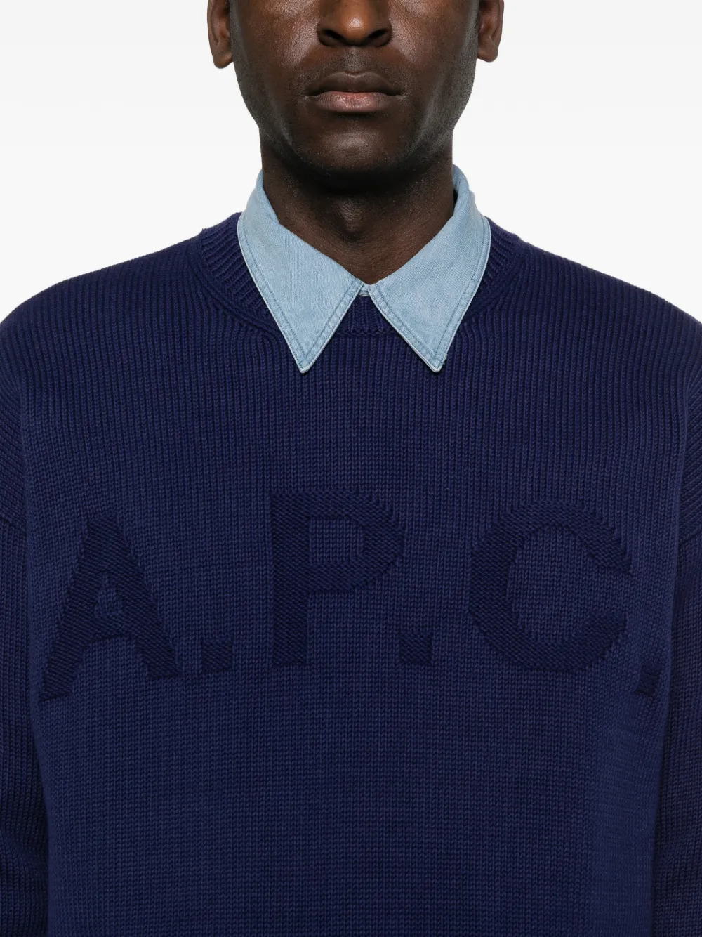 A.P.C. Trui met ronde hals en logodetail Blauw