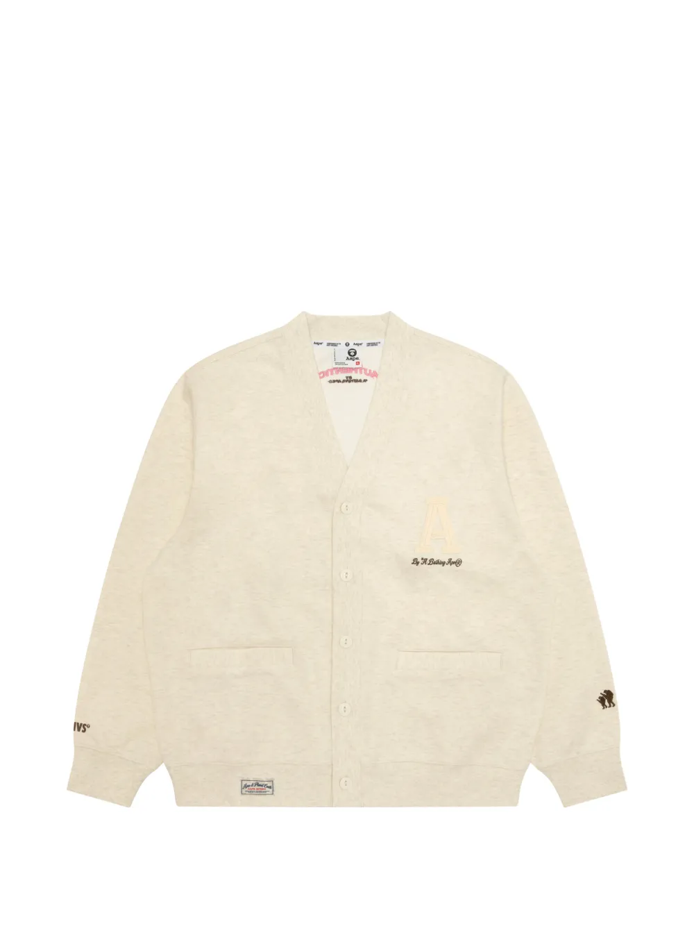 AAPE BY *A BATHING APE® appliqué V-neck cardigan - Toni neutri