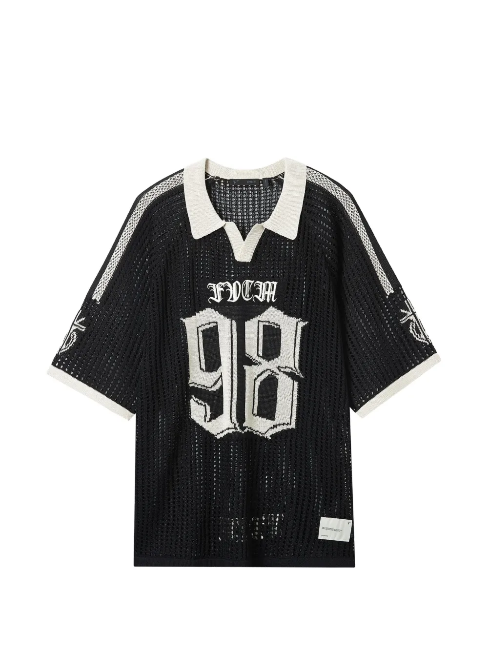 FIVE CM number-motif open-knit t-shirt - Nero