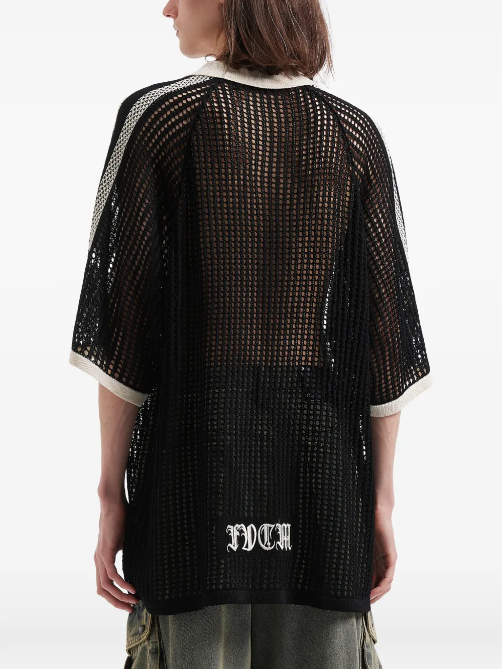 Number-Motif Open-Knit T-Shirt