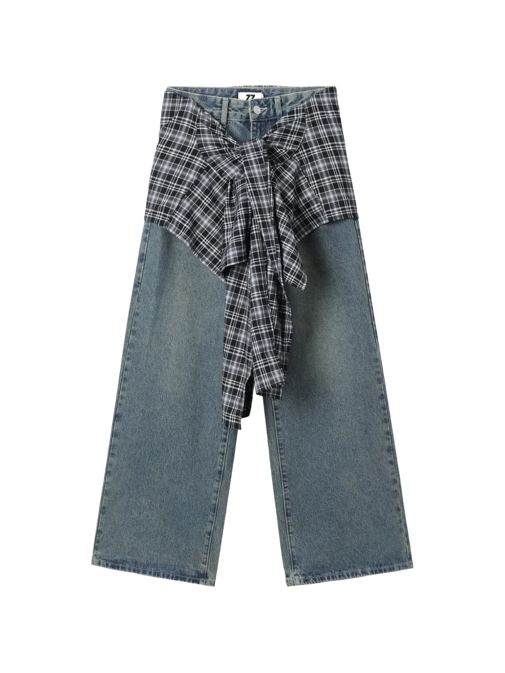 izzue wide-leg layered jeans - Blu