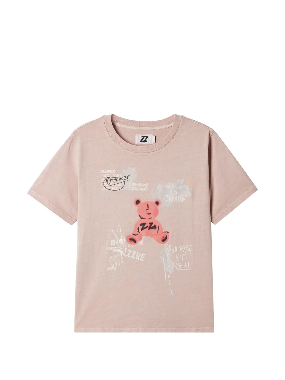 izzue teddy-motif printed T-shirt - Rosa