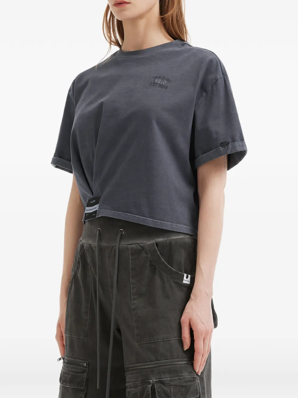  Izzue Rolled-sleeve Twisted T-shirt - Grey 