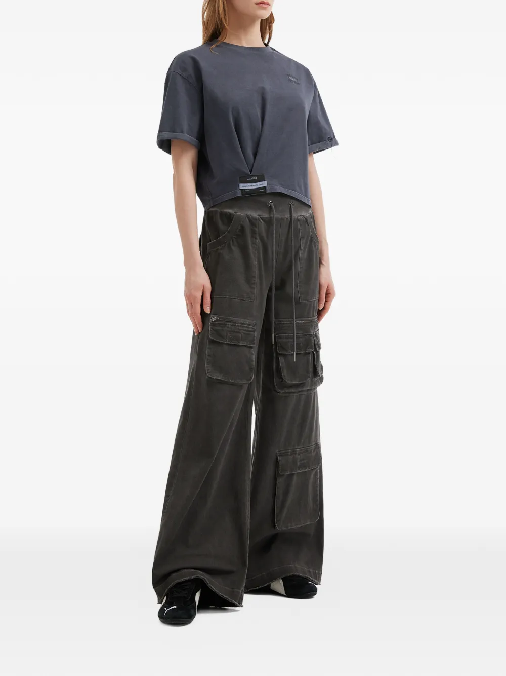  Izzue Rolled-sleeve Twisted T-shirt - Grey 