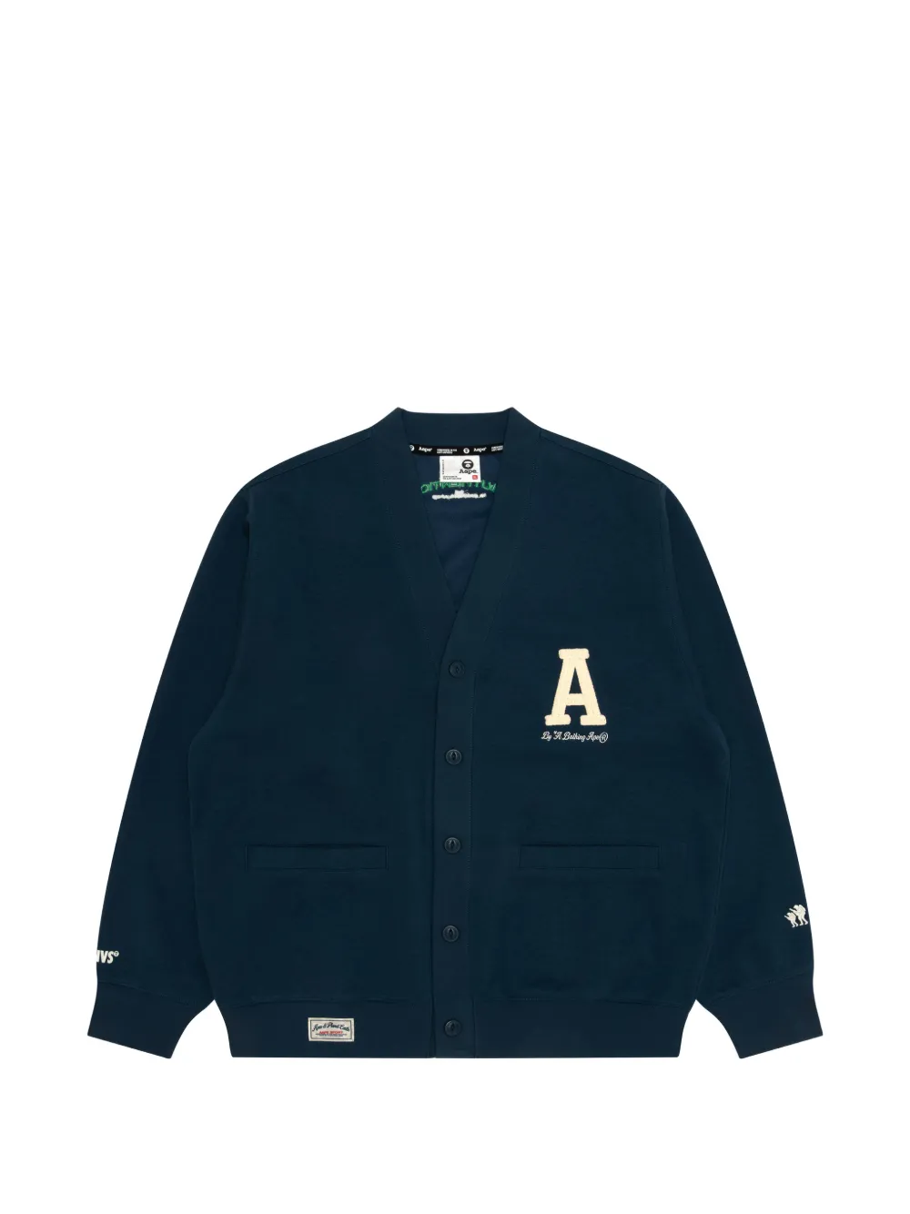 AAPE BY *A BATHING APE® V-neck logo cardigan - Blu