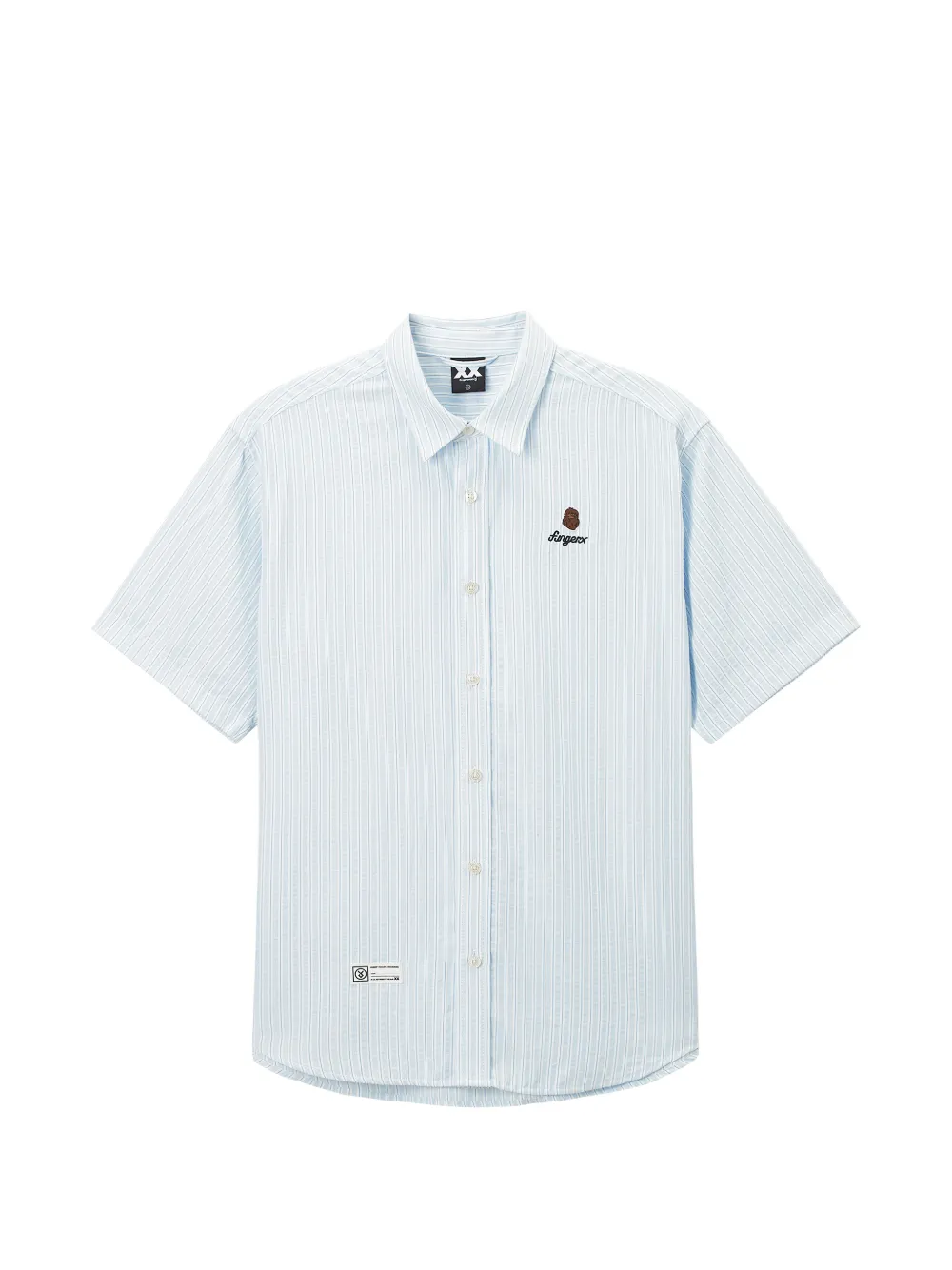 FINGERCROXX striped embroidered shirt - Blu