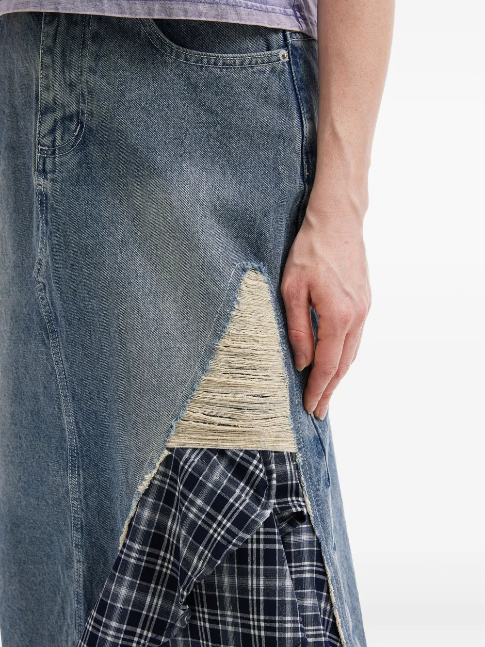 izzue Geruite rok met ruches Blauw