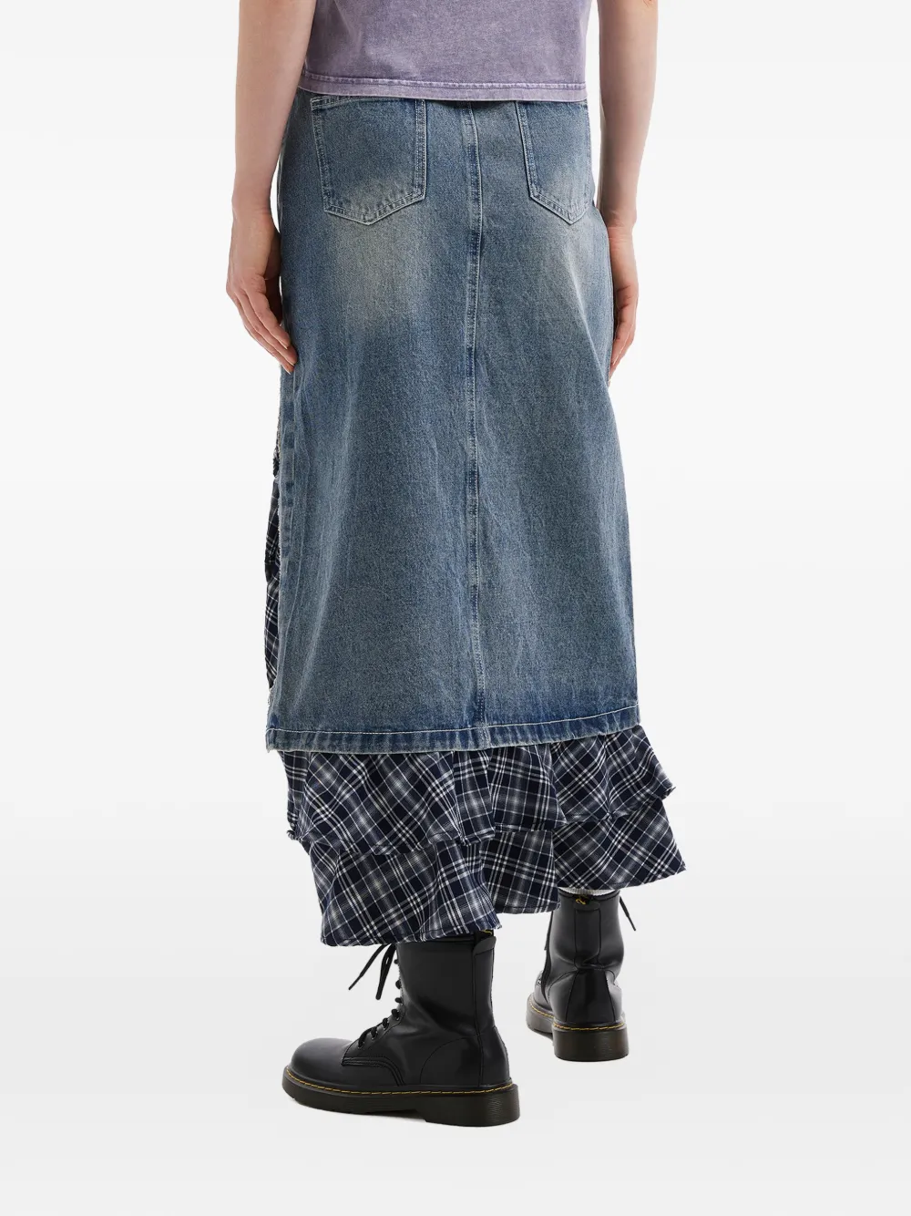 izzue Geruite rok met ruches Blauw