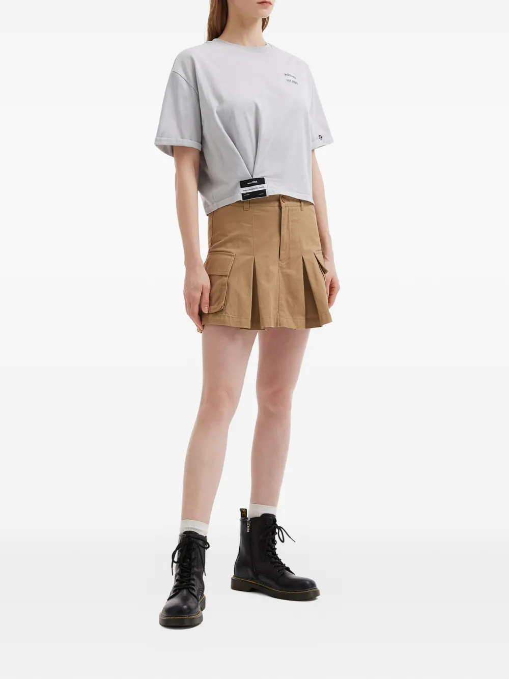  Izzue Twisted Cropped T-shirt - Grey 