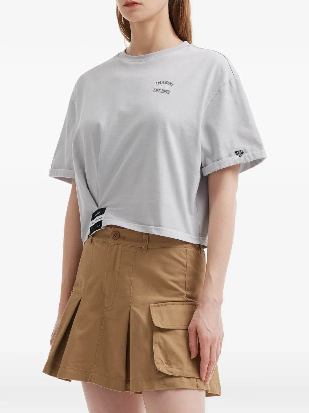  Izzue Twisted Cropped T-shirt - Grey 
