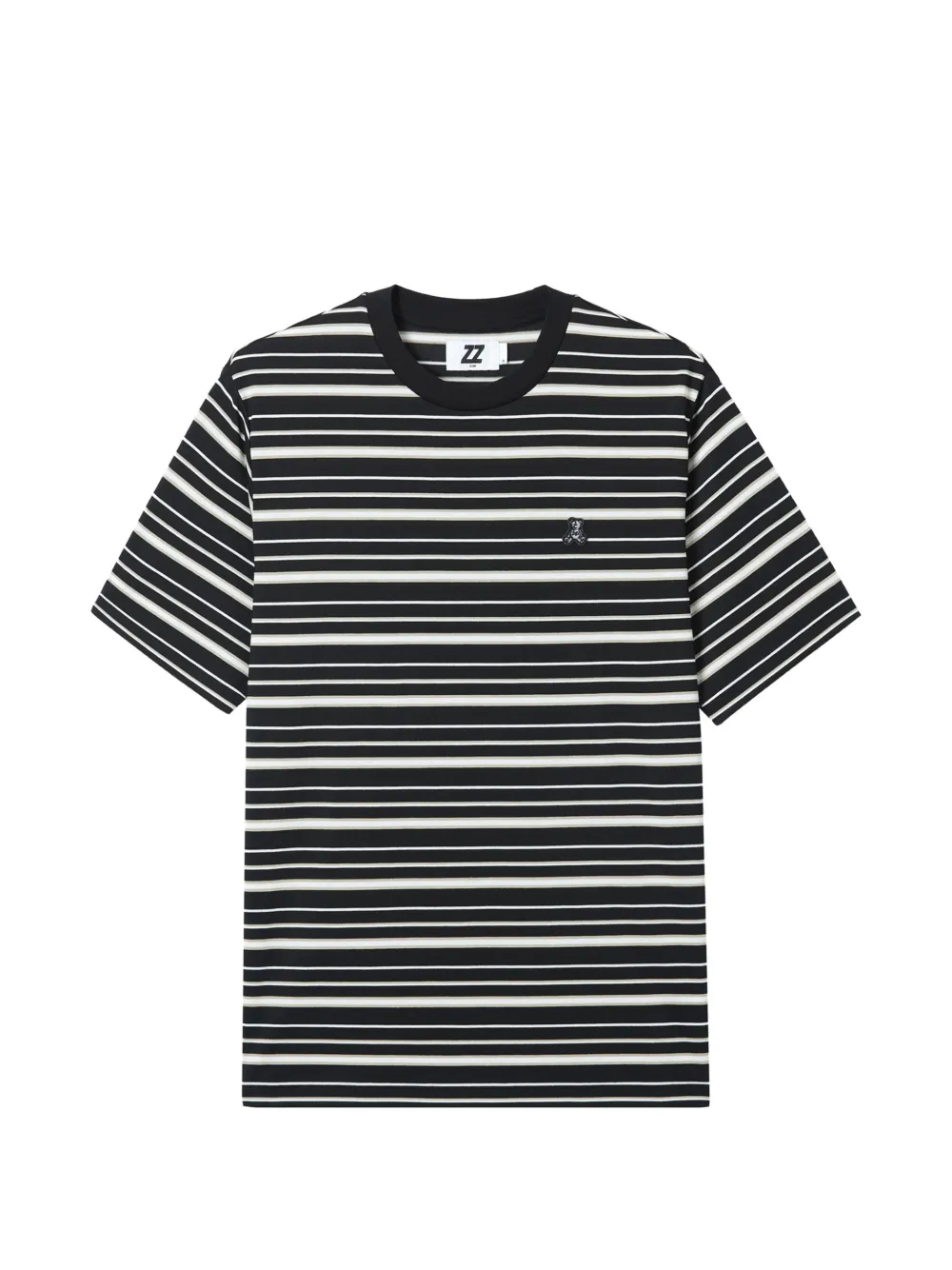 izzue striped bear-detail T-shirt - Nero