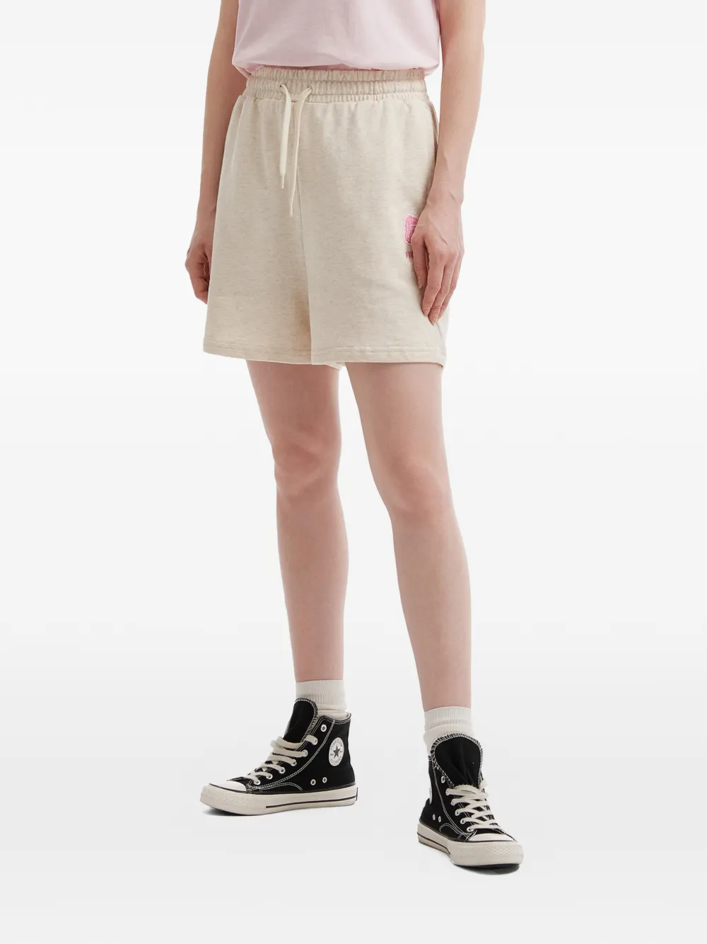  Fingercroxx Drawstring Patch Shorts - Neutrals 
