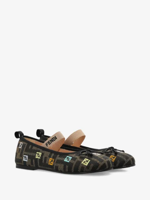 Fendi Kids FFモノグラム フラットシューズ