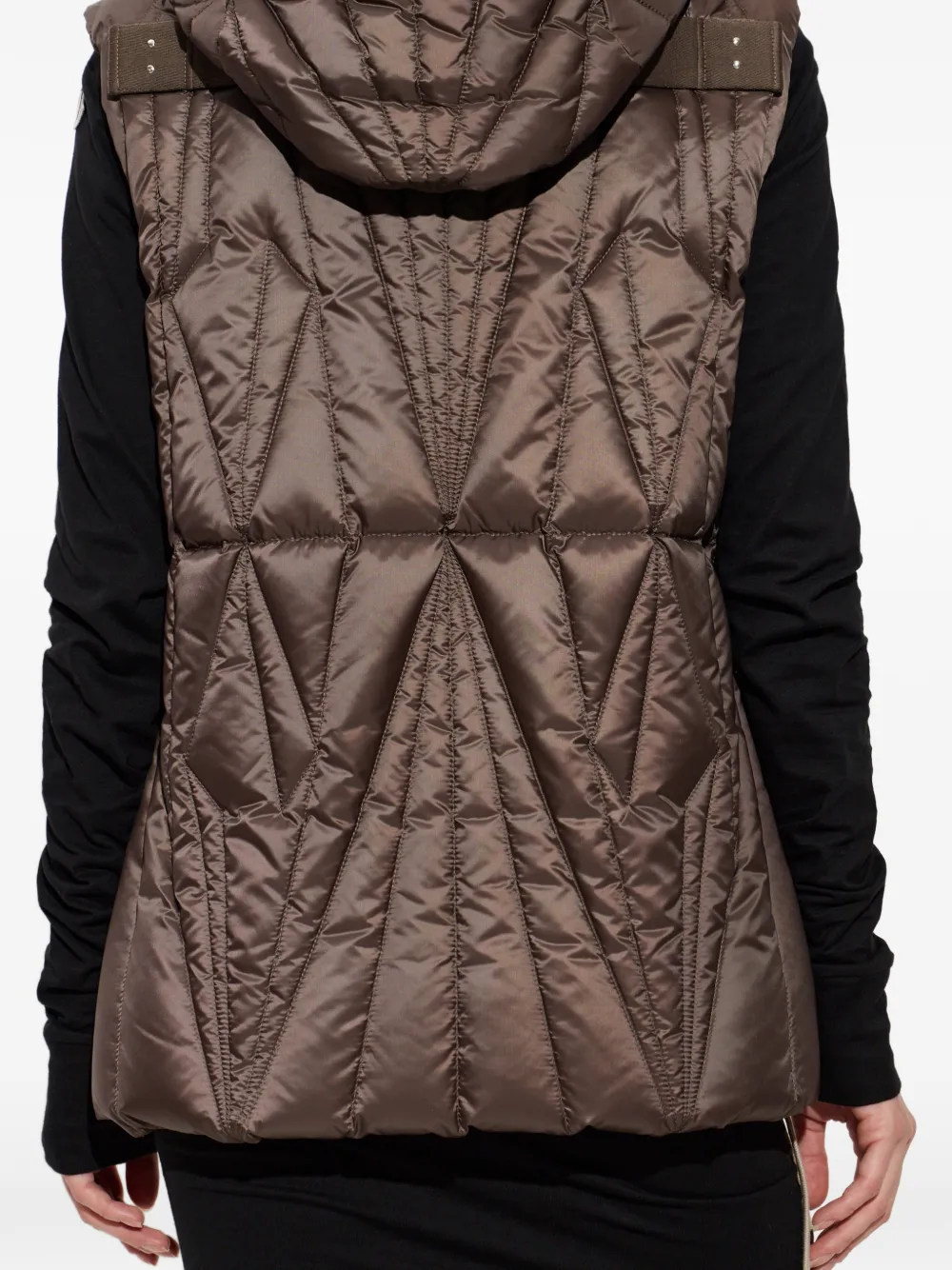 Moncler + Rick Owens Bodywarmer met capuchon Bruin