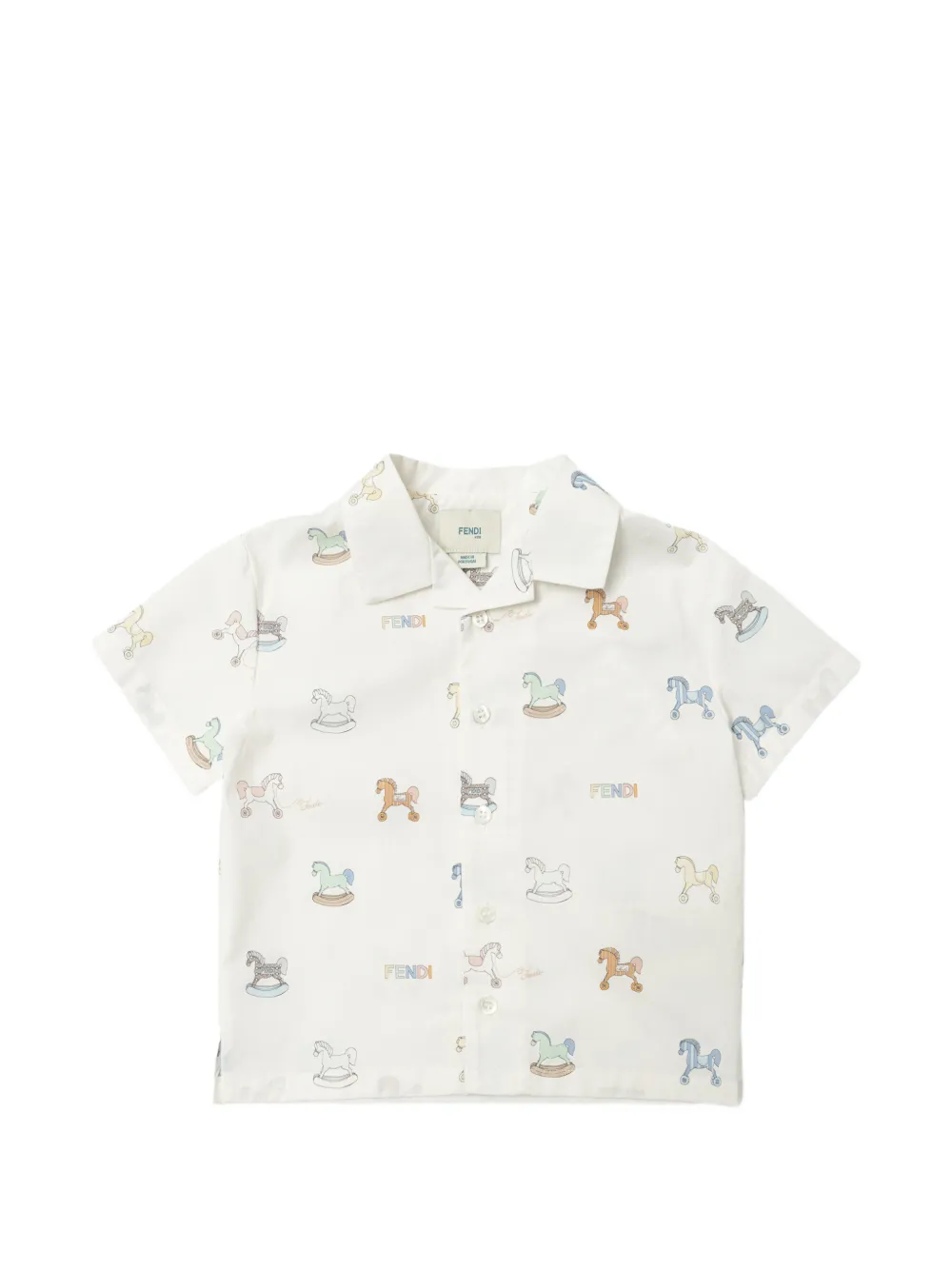 Fendi Kids rocking horse print shirt - Bianco