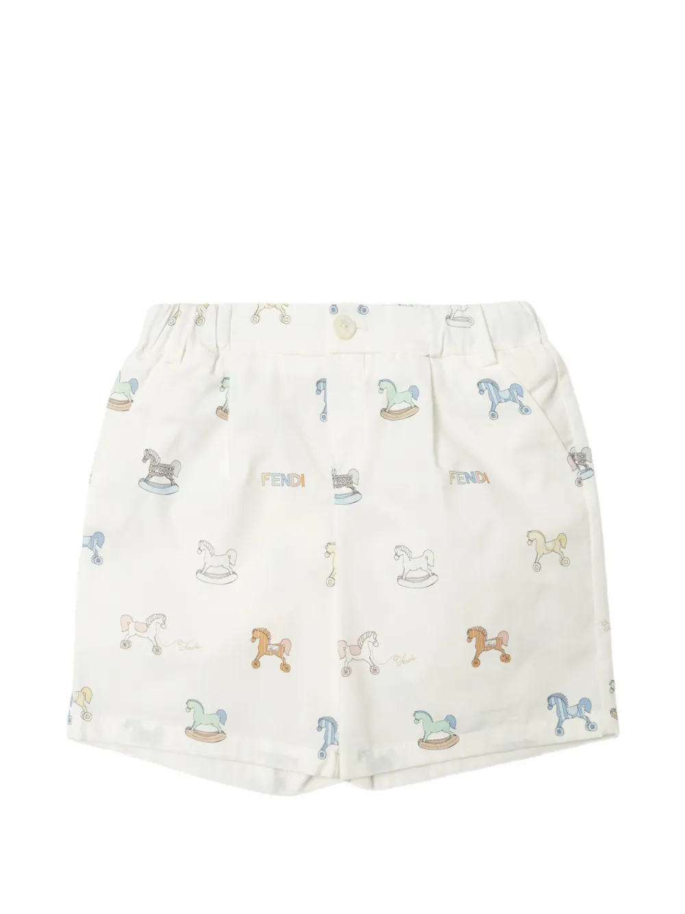 Fendi Kids rocking horse print shorts - Toni neutri