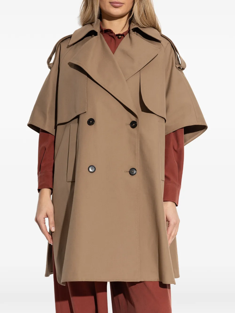 Max Mara Double-breasted Cape Coat - Neutrals 
