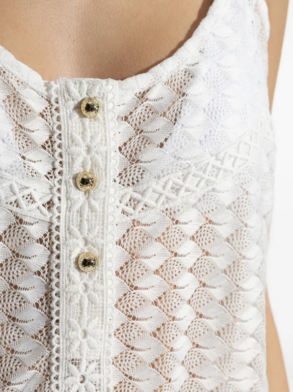 melissa odabash pearl crochet trimmed embroidered cotton voile mini dress Melissa Odabash Annalise Crochet Mini Dress