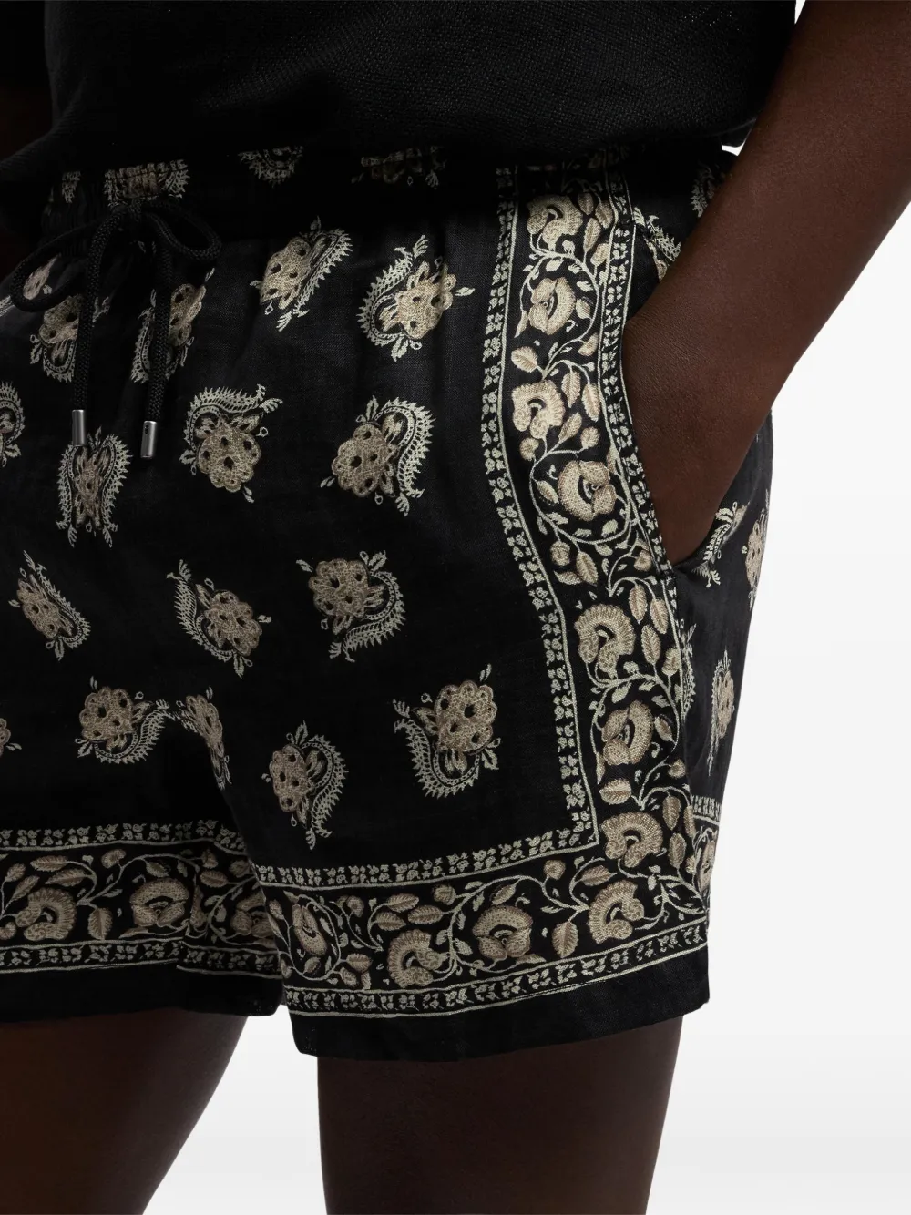 Ralph Lauren Purple Label Zwembroek met trekkoord en bloemenpatroon Zwart