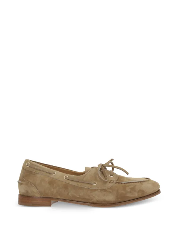 Bally Plume Lace-up Suede Loafers in Neutrals