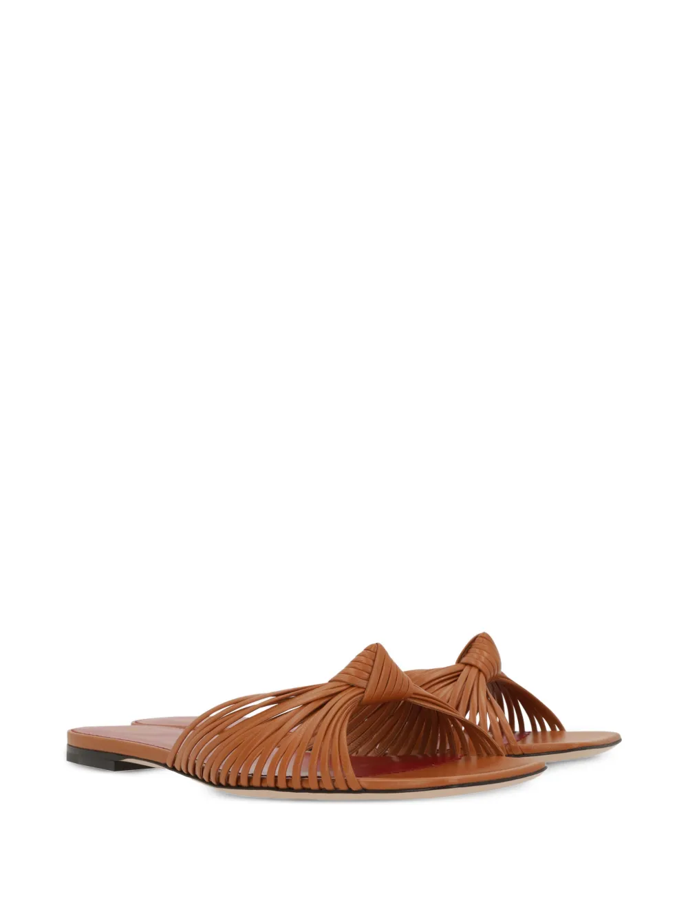Valentino Garavani knotted leather flat sandals Beige