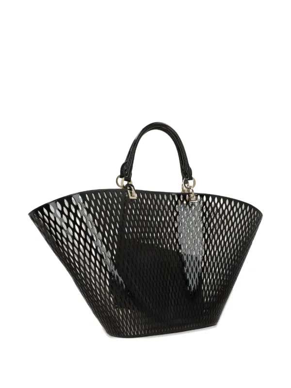 TOM FORD カットアウト エナメルレザーハンドバッグ | ブラック 