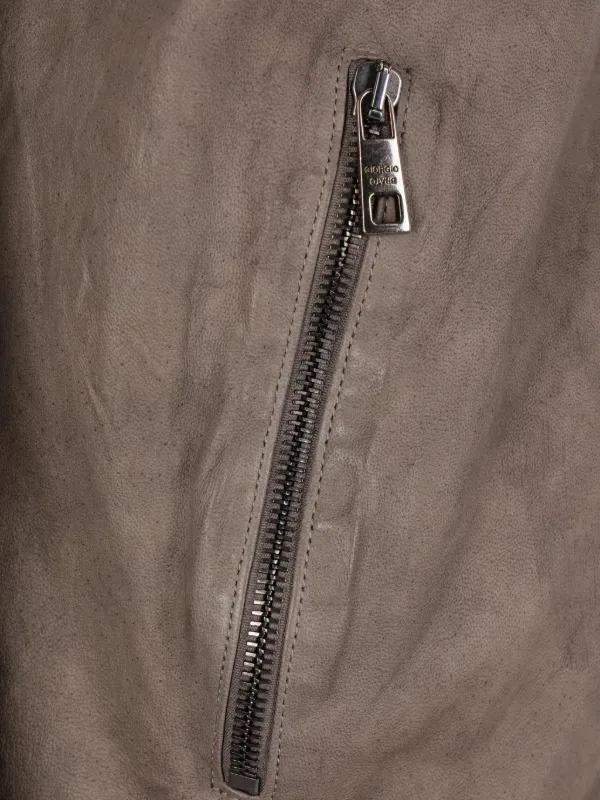 Giorgio Brato Zip Lamb Leather Jacket | Brown | FARFETCH